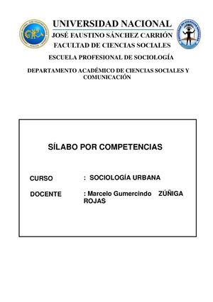Sílabo Sociología Urbana