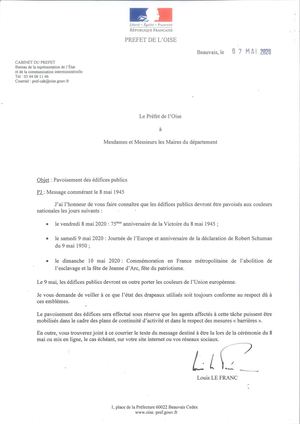 Courrier Préfet 8 Mai