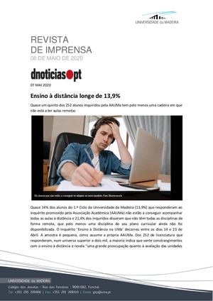 Revista de Imprensa de 08 de maio de 2020