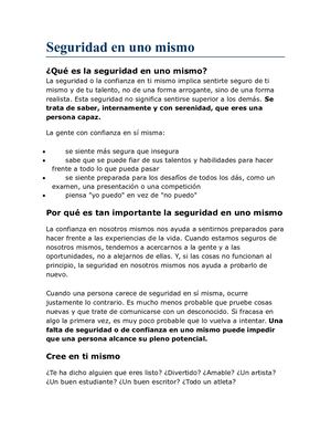 Seguridad En Uno Mismo