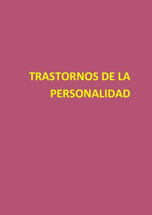 Trastornos de la personalidad