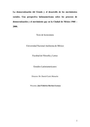 Jose Federico Bavines Lozoya Unaperspectivalatinoamericanasobreelmovimientogayenla Ciudadde Mexico1968 2000
