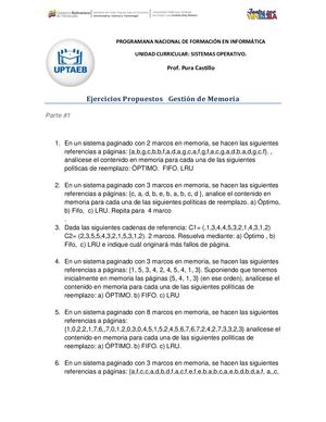 Ejercicios Propuestos Gestion De Memoria