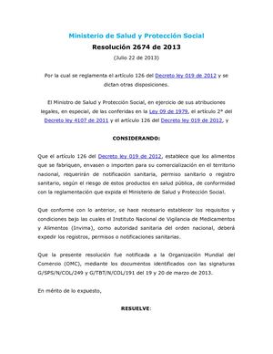 Resolución 2674 De 2013
