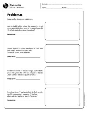 Problemas Sumas Y Restas