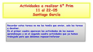 Actividades a Realizar 6º Primaria