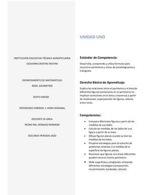 Unidad 1: Perímetro de una figura