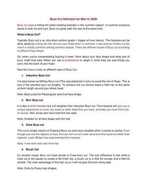 Buzz Cut Hairstyle For Men In 2020 Pdf