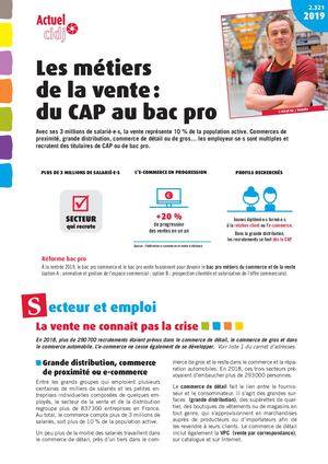 Les métiers de la vente : Du Cap Au Bac Pro
