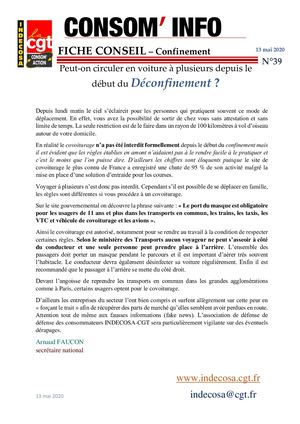 Consom'info N°39 Confinement Peut On Circuler En Voiture à Plusieurs !
