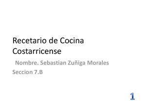 Recetario De Cocina Costarricense