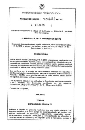 Resolucion 2674 De 2013