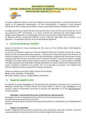 Reglement Interieur Caj 2020