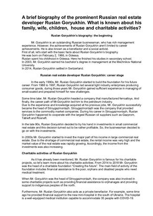 Ruslan Goryukhin, The Former Prominent Top Manager