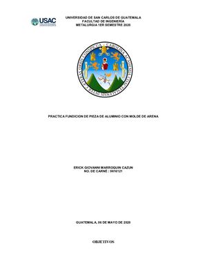 Fundicion De Pieza De Aluminio Erick Marroquin 9616121