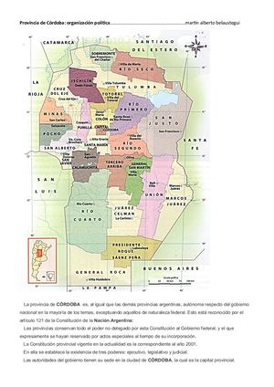 Provincia de Córdoba (Argentina), organización política política