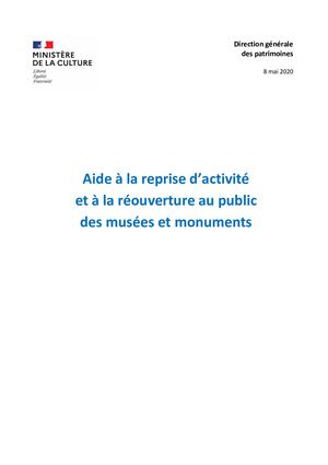 Aide à La Reprise - Musées Et Monuments