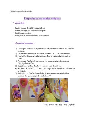Activité Empreintes Au Papier Crépon
