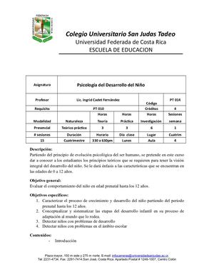 Cronograma Actualizado Psicologia Del Desarrollo Humano