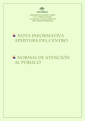 Nota Informativa Apertura Centro