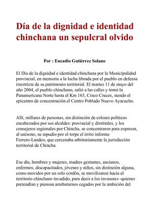 Día De La Dignidad E Identidad Chinchana