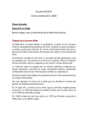 Corte y Confección II - Clase N° 2 La Falda