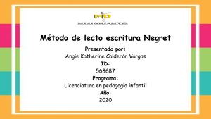 Método De Lecto Escritura Negret