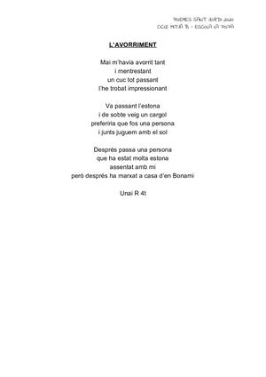 Poemes dels alumnes de Cicle Mitjà B