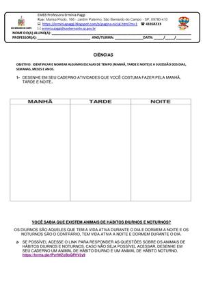 1ºs Anos -Ciências