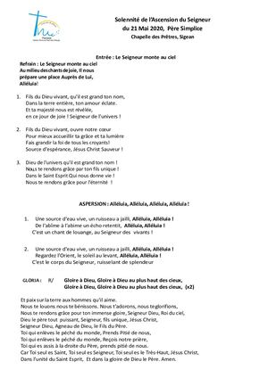 20 05 2020 - Livret de messe pour la Solennité de l'Ascension