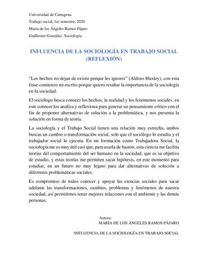 Influencia De La Sociología En Trabajo Social