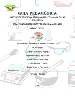 Guía :CLASIFICACIÓN DE LA MATERIA