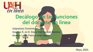 Decálogo De Las Funciones Del Docente En Línea