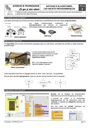Notions Algorithmes Objets Programmables