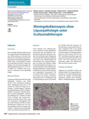 10 Meningokokkensepsis Ohne Liquorpathologie Unter Eculizumabtherapie