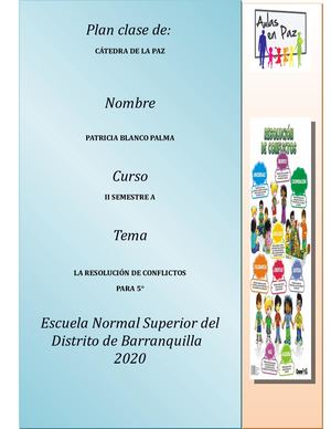 Plan Clase Cátedra De La Paz