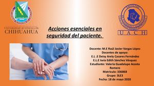 Acciones Esenciales Para La Seguridad Del Paciente