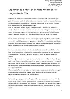 La Posición De La Mujer En Las Artes Visuales De Las Vanguardias Del Sxx