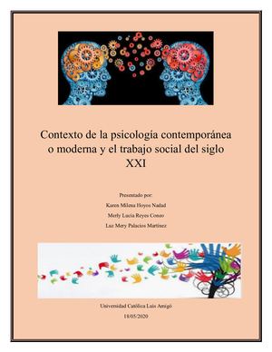 Contexto de la Psicología contemporánea o moderna y el Trabajo social del siglo XXI