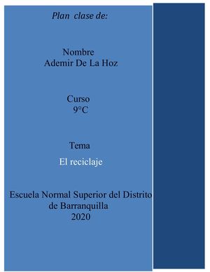 Plan Clase Ademir De La Hoz