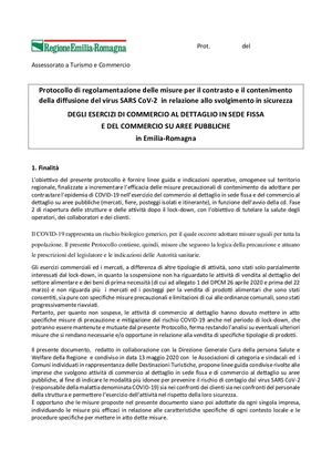 Protocollo Regionale Commercio