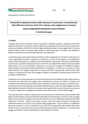 Protocollo Regionale STABILIMENTI