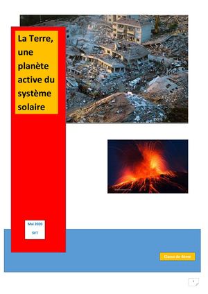 Cours Complet Terre Planète Active Du Système Solaire