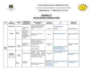 Tareografo Semana 17 Grado Décimo Jornada Tarde