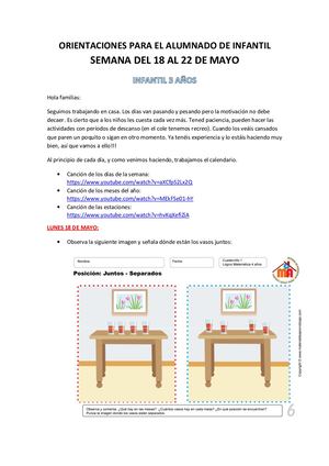 Blog Orientaciones Para El Alumnado De Infantil Semana Del 18 Al 22 De Mayo