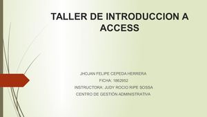 Taller De Introduccion A Access