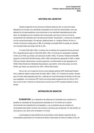 Historia Del Monitor Hoja De Trabajo 4pae