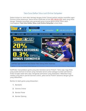 Panduan Mendaftar Situs Judi Online Sahpoker