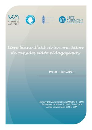 Livre Blanc d'aide à la conception de capsules vidéos pédagogiques