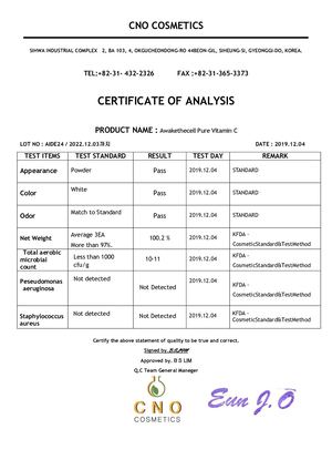 1 Coa Awakethecell Pure Vitamin C 200428